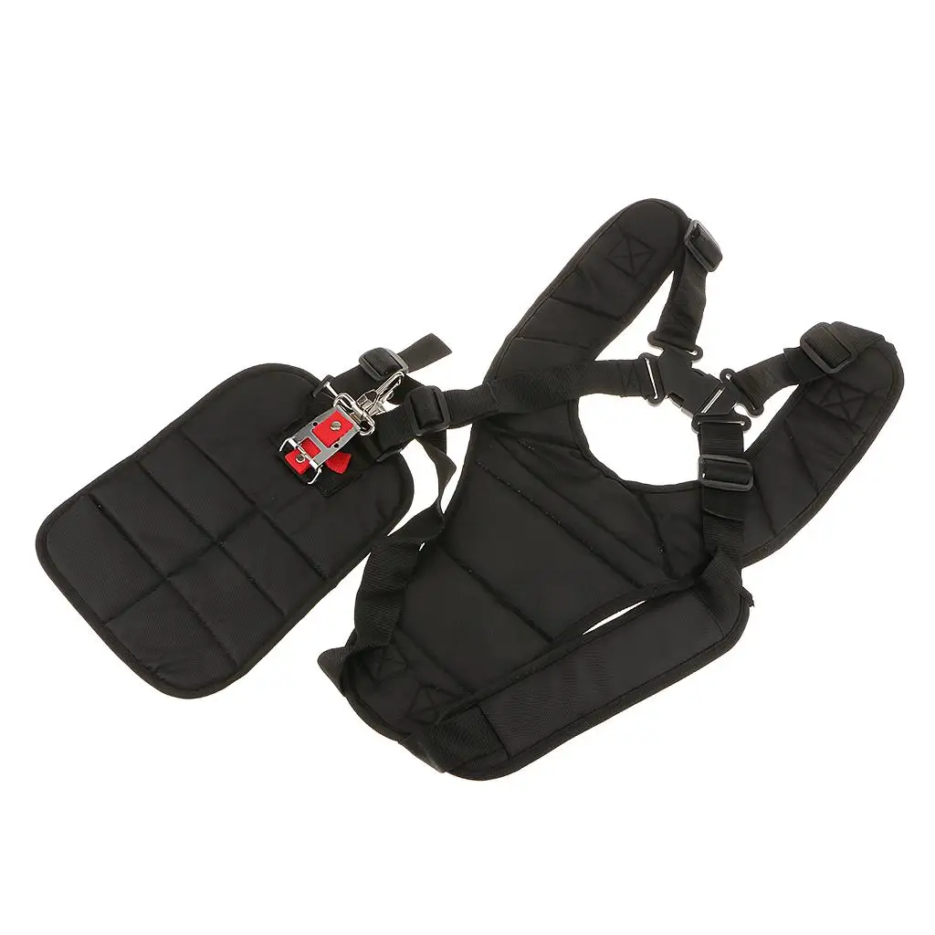 Ergonomic Double Shoulder Strap for Strimmer Adjustable Nylon Harness Trimmer Part with Hook for Lawn and Garden