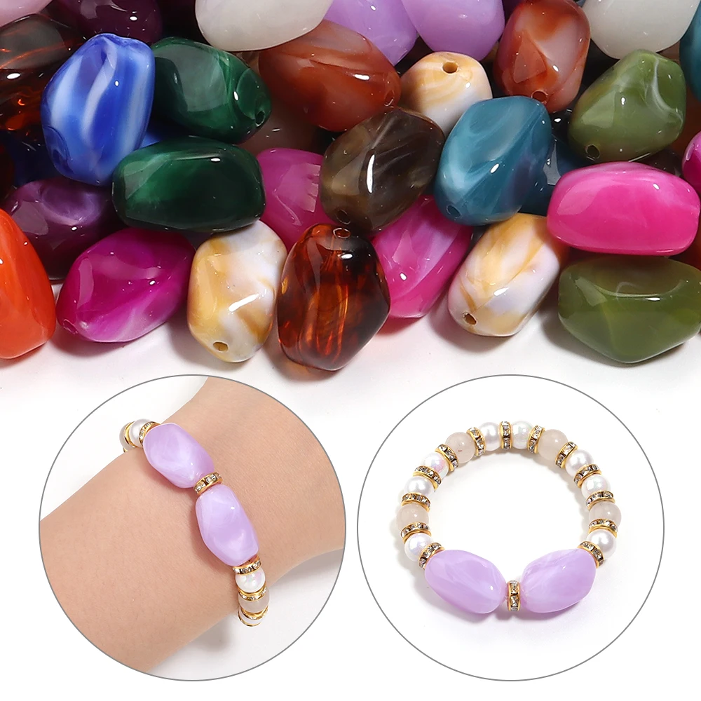 

20pcs 21x12mm Irregular Acrylic Bead Two-tone Cloud Bead Loose Spacer Beads For Jewelry Making DIY Necklace Bracelet Accessories