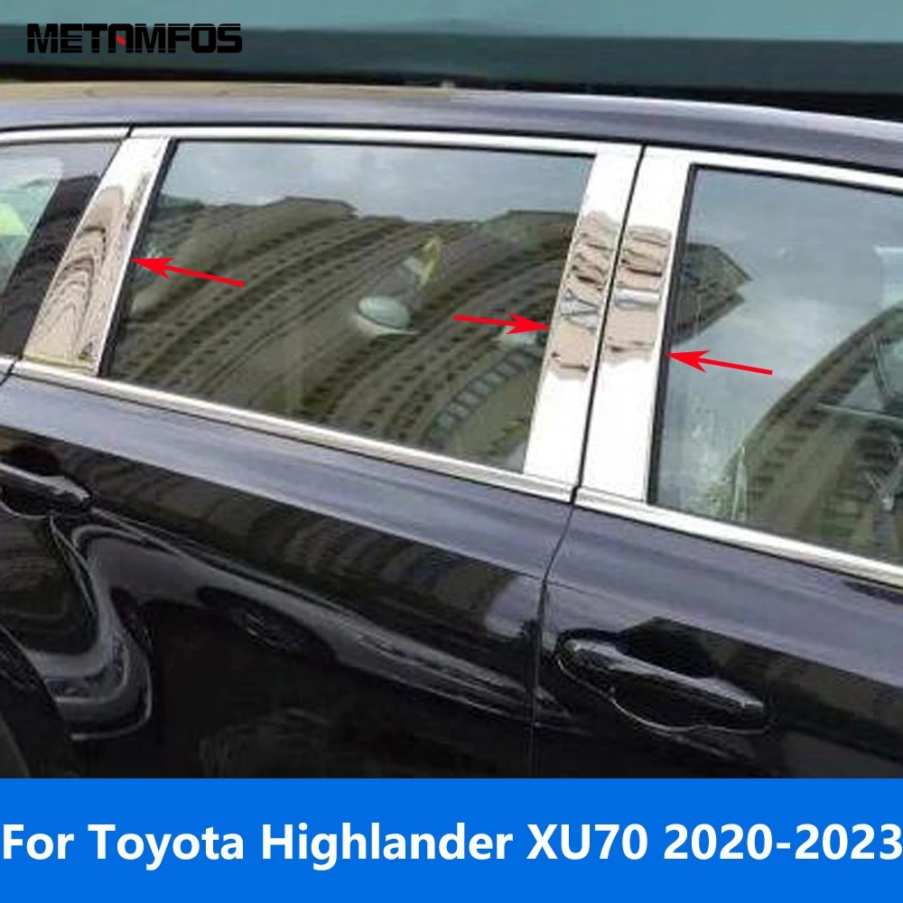 

Для Toyota Highlander Kluger XU70 2020-2022 2023, оконная центральная стойка из нержавеющей стали, крышка стойки B C, накладка, рамка, автомобильные аксессуары