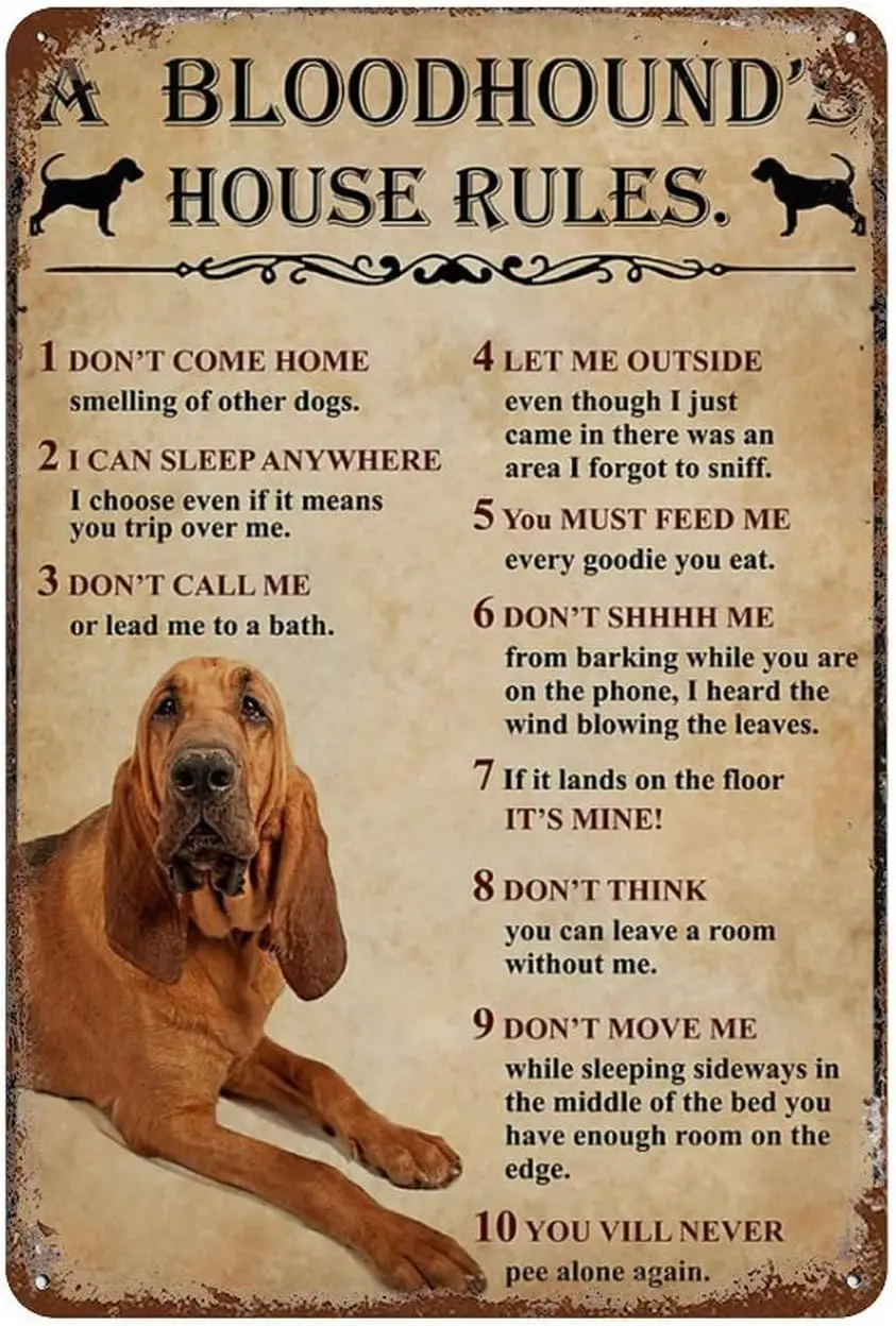Metal Sign Bloodhound'S House Rules Signs Vintage Tin Sign Retro Sign Aluminum Signs For Kitchen Home Office Bar Cafe De AL sign