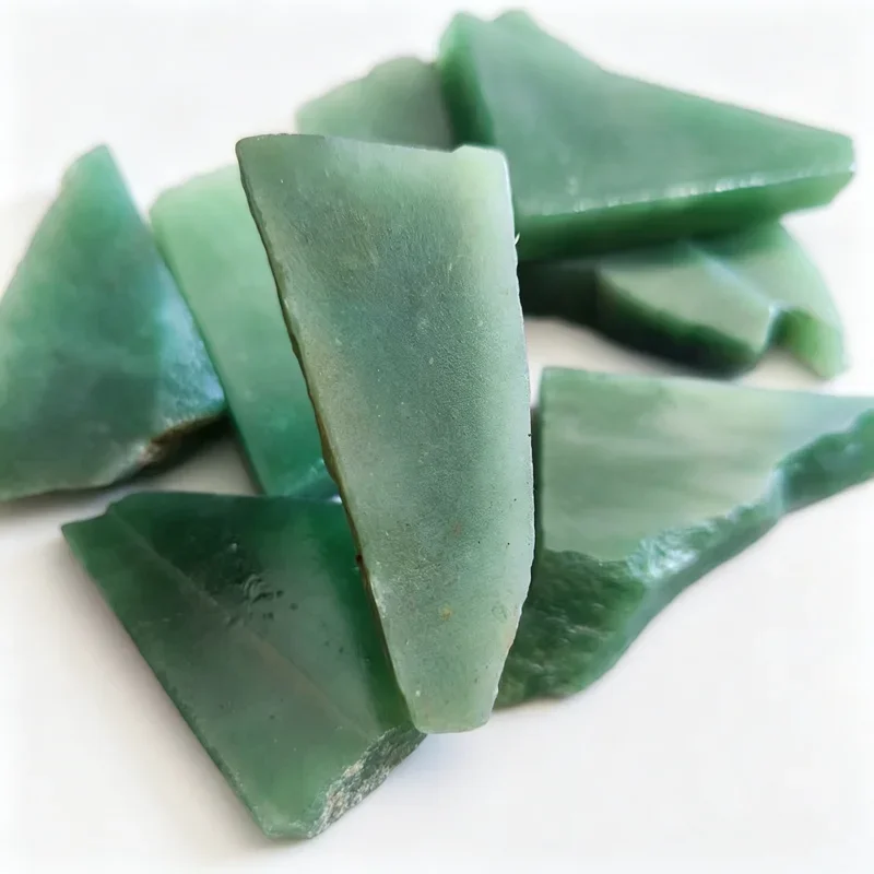 Natural Dulong Jade Slices Green Quartzite Rough Slab For Cabochon Pendant Carving Lapidary Work or Jewelry Making Home Decor