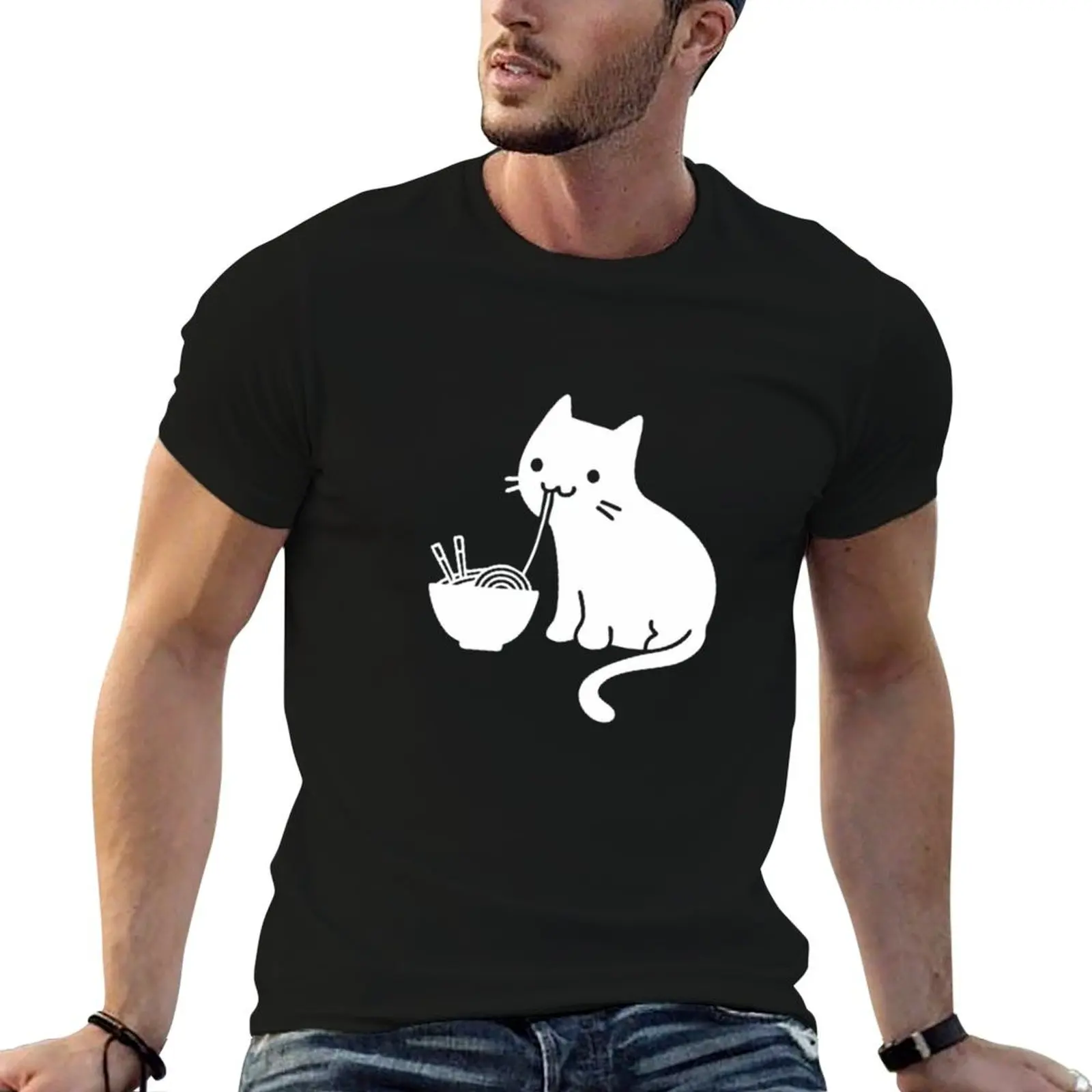 Best Selling - Cute Cat Eating Ramen Essential T-Shirt T-Shirt blacks blanks anime shirts men