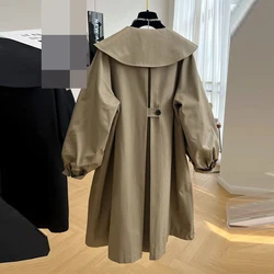 High grade medium long doll neck windbreaker for women in spring and autumn design  chic coat  winter clothes women