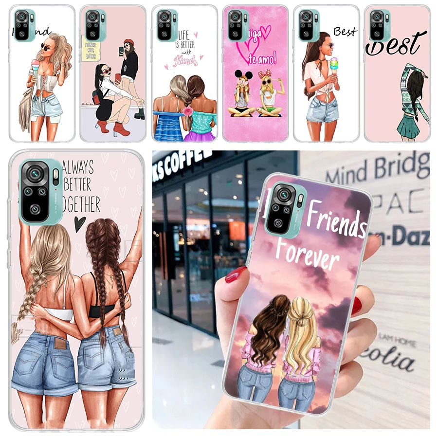 Girls Best Friends Forever BFF Soft Phone Case for Xiaomi Redmi Note 13 12S 12 11S 11 10S 10 Pro Plus 11E 11T 9 9S 8 5G Print Co