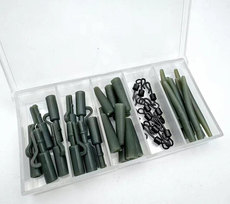 ShareShark 41-teiliges Karpfenangel-Sicherheitsset: Bleiclips, Gummi-Konus-Endstücke, Anti-Tangle-Hülsen, Schnellwechselwirbel, Angelzubehör für Rigs – Detail 7