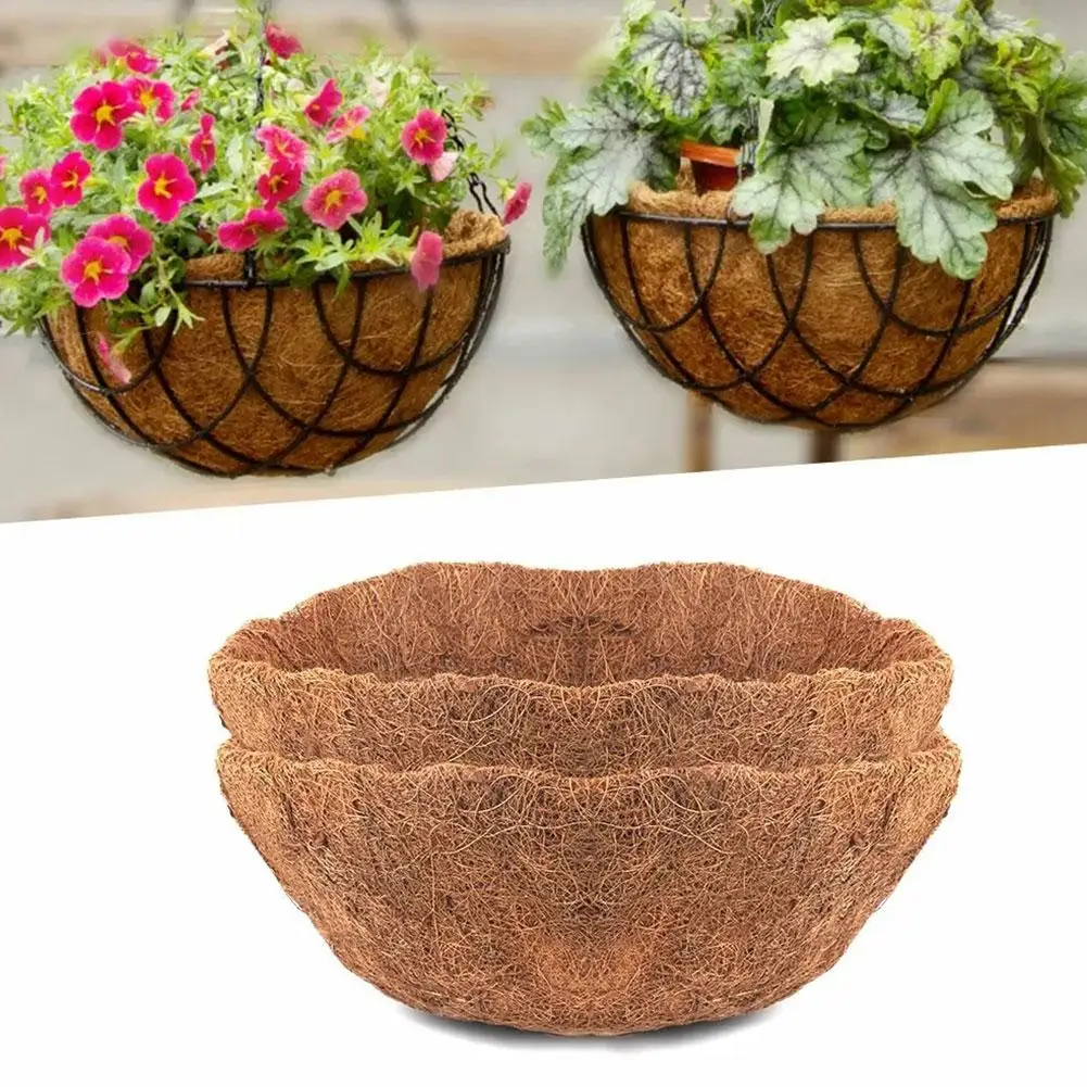 New Vivid Coconut Coir Planter Pots Balcony Coir Hanging Baskets Planters Hanging Pots High-end Fake Flowers Mat Liner