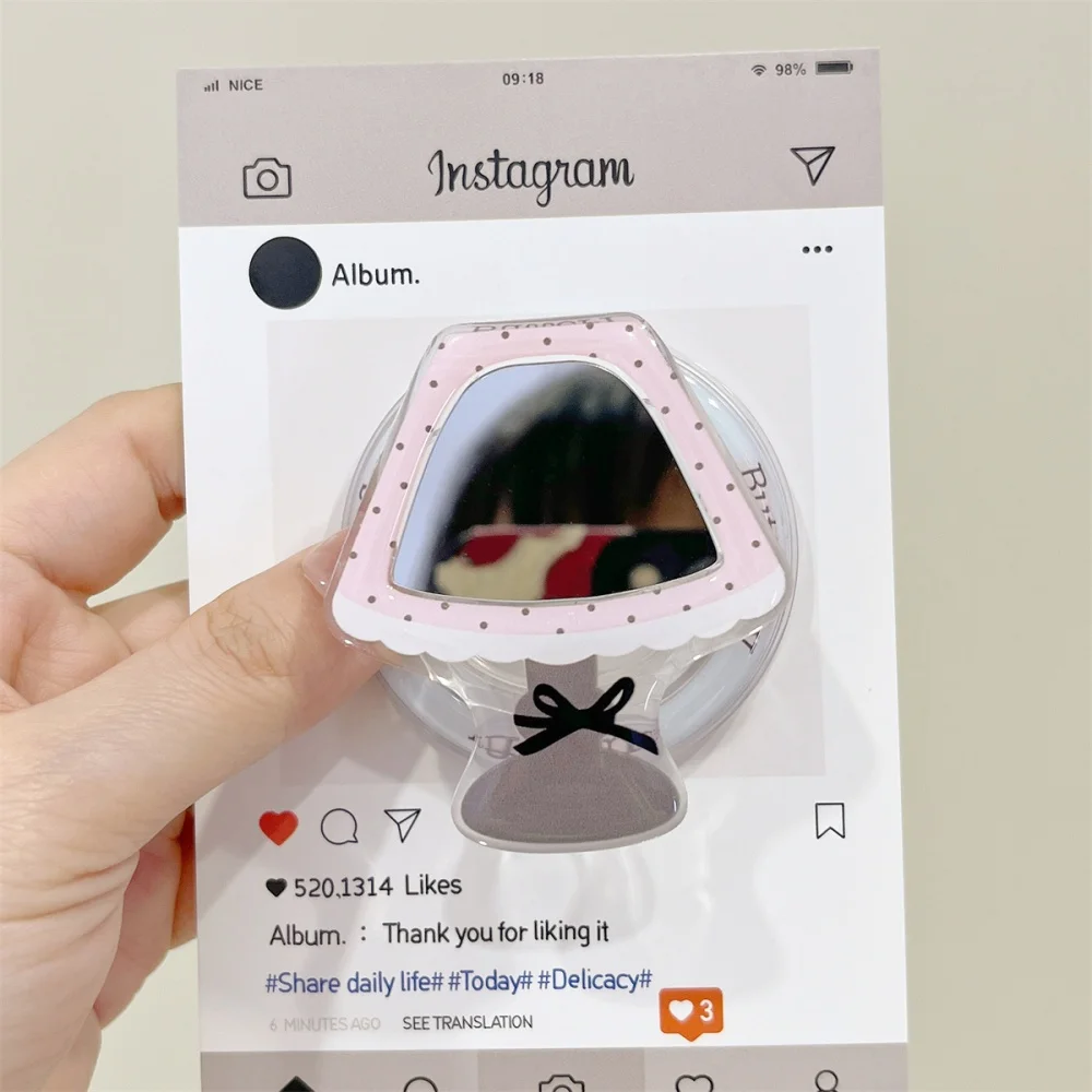 

Korean Cute 3D Table lamp Makeup Mirror For Magsafe Griptok Holder Phone Finger Ring Stand Support For iPhone 16 Girl Bracket
