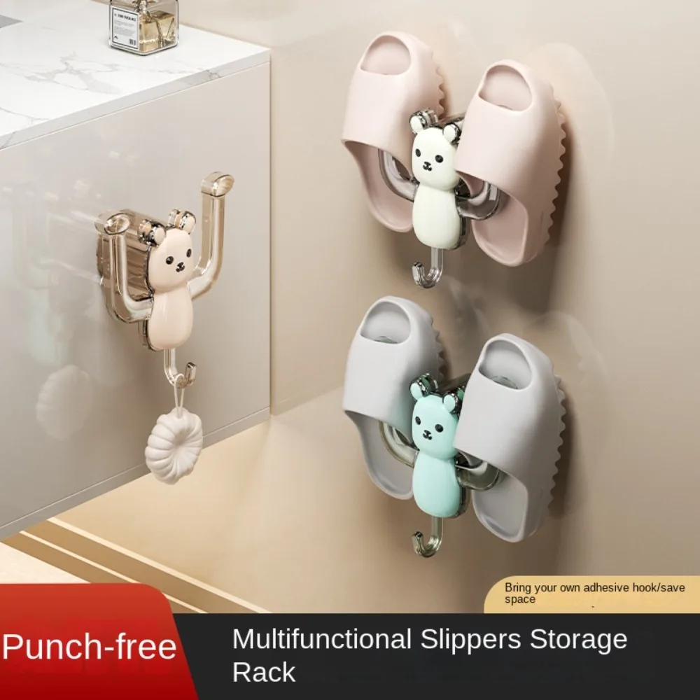 New ABS Bathroom Slipper Rack Punch-free Wall Mounted Slippers Hanging Shelf Multifunctional Reusable Shoe Drying Rack Bathroom