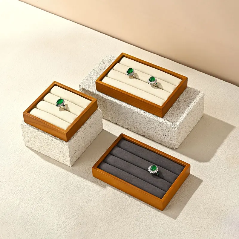 

Oirlv New Solid Wooden Ring Tray Jewelry Display Storage Plate For Ring Jewellery Counter Showcase Props Jewellery Organizer