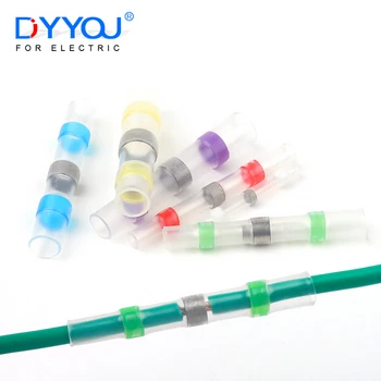 100 adet Isıyla Daralan Tel Konnektörleri Kırmızı Isıyla Daralan AWG 22 Ila 18 Butt Elektrik Konnektörleri Kalaylı Lehim Mühürlü Terminaller