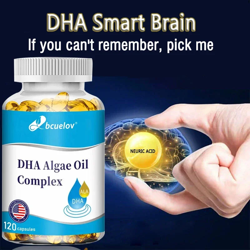 

Algae Oil Complex - Contains DHA To Improve Memory, Concentration, Clarity and Brain Health, GMP Certified