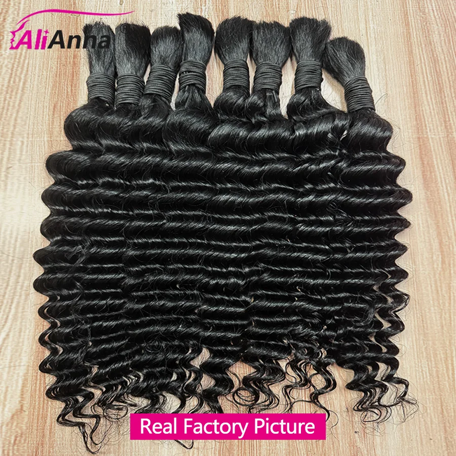 Boho Braids Human Hair Deep Wave Human Hair Braiding Hair 16-26 Inch Bulk Human Hair Bundles 50g/100g Culry Crochet Human Hair Bulk And Braiding Hair Extensions 100% Human Hair No Shedding Fast Shipping Locs Hair Top Quality Natural Black Hair