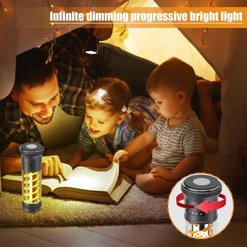 

Rechargeable Camping Lantern Stepless Dimming Multipurpose Camping Lights Waterproof Portable Torch Lights Anti-Slip Outdoor