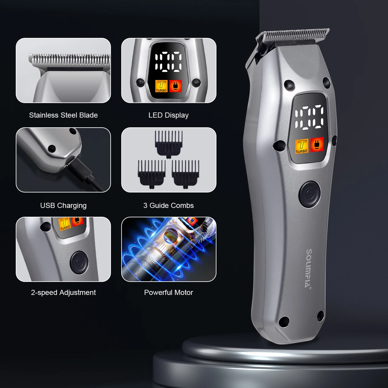 Solimpia Electric Hair Clipper Barber Shop Oil Head Display Digital Trimmer Professional Hairdressing Scissors