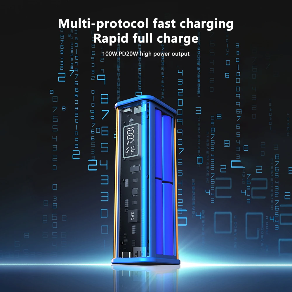 Imagem -05 - Caixa de Bateria sem Solda Faça Você Mesmo Mobile Power Tecnologia Transparente Vento Carregamento Power Rápido Carregamento Power Pd22.5w 18650