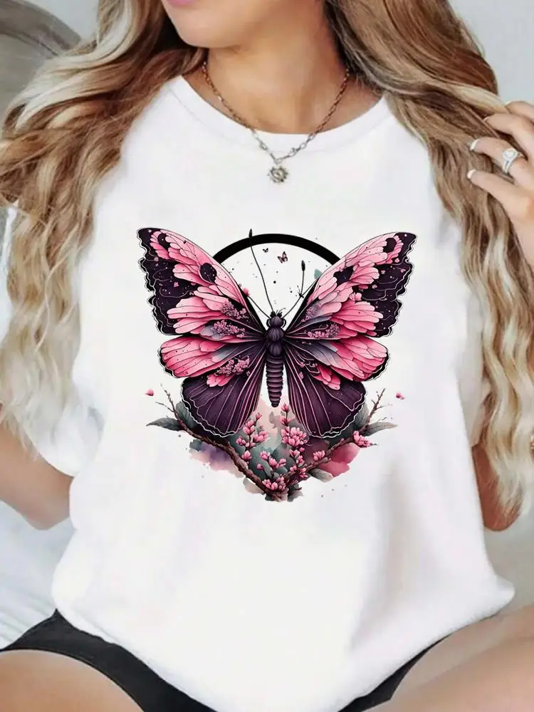 T-shirt a maniche corte Popolare Casual Donna T-shirt grafiche Moda Amore Tendenza Fiore Abiti carini Stampa T-shirt con o-collo