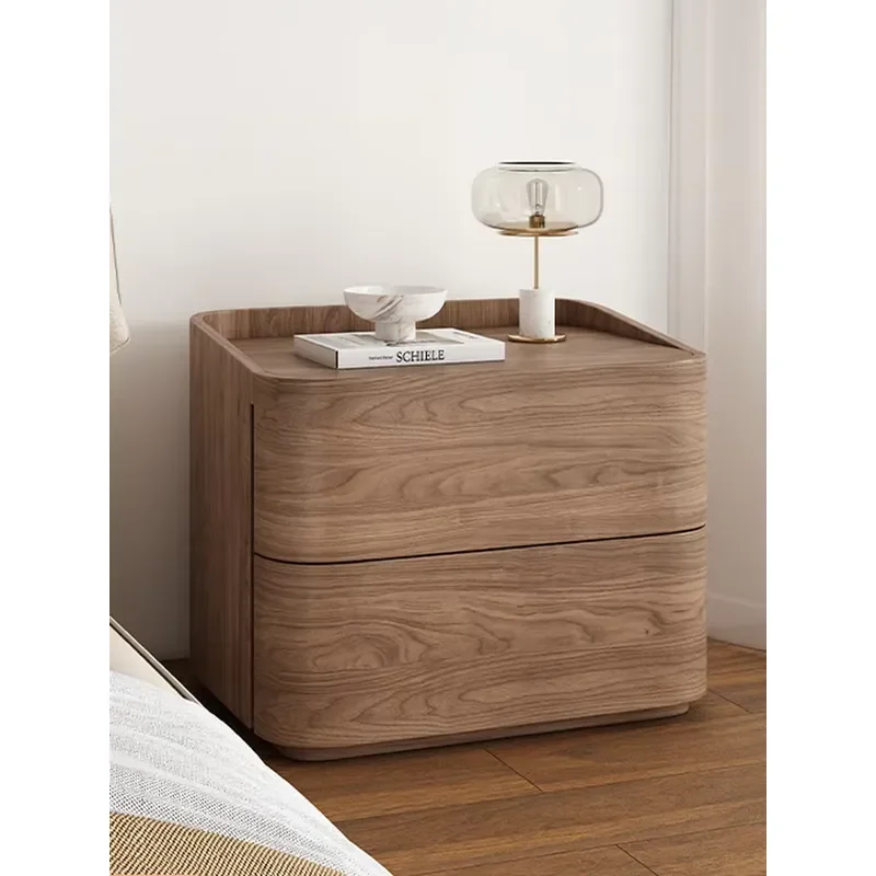 New Solid Wood Free Installation Bedside Table Mid-Century Cream Style Light High-End Modern Bedroom Storage