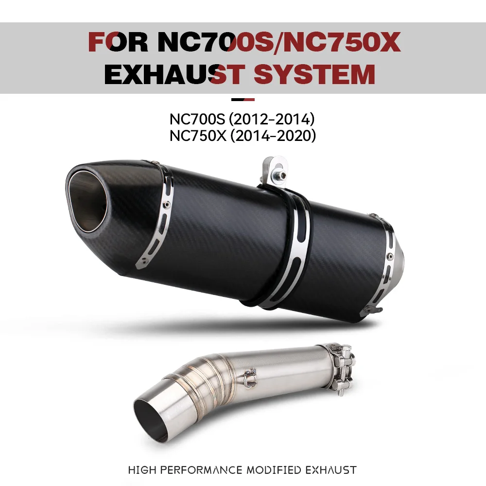 

51mm For NC700S NC750X Motorcycle Exhaust Systems Slip On Middle Link Pipe Exhaust Muffler 2012- 2020