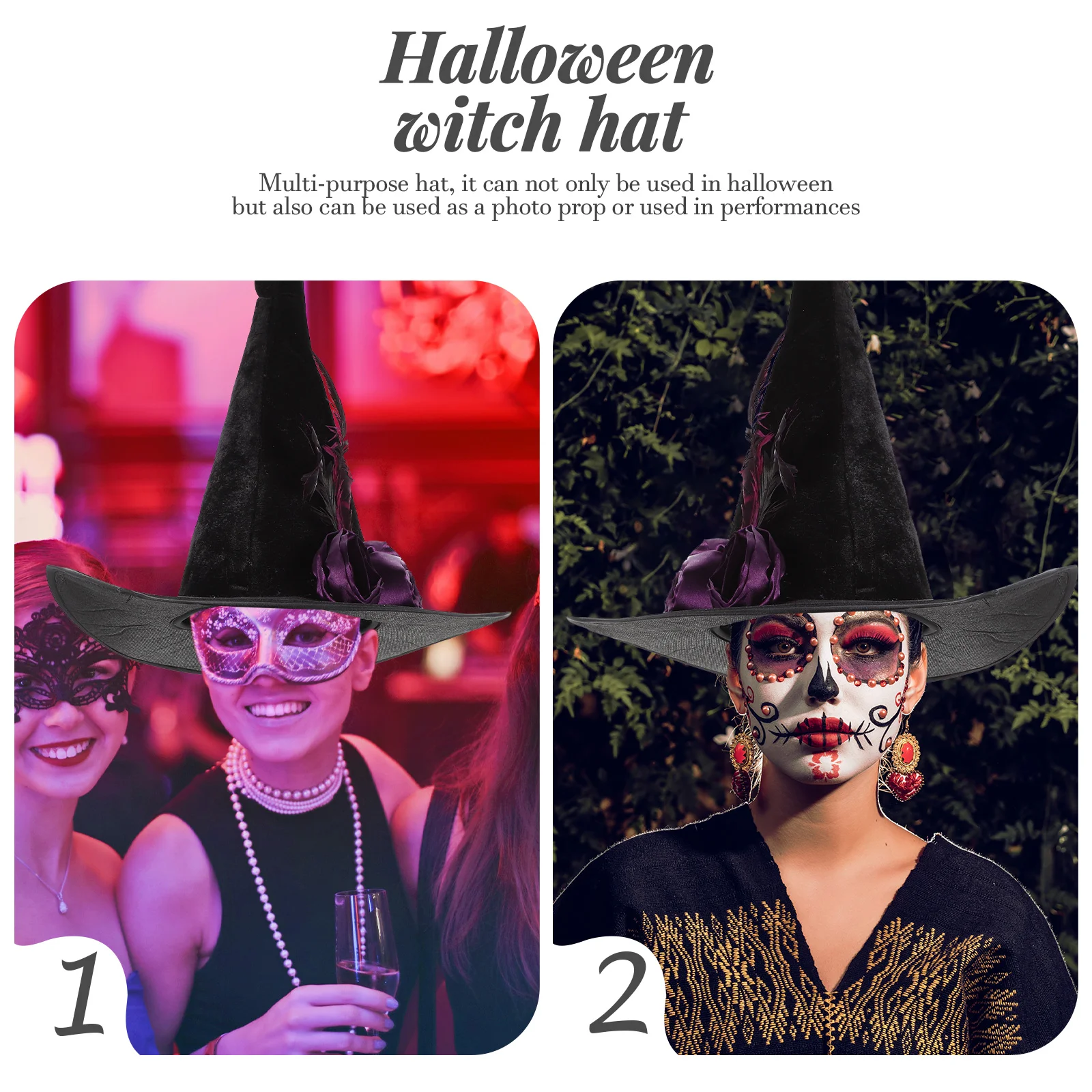 Extra Large Witch Hat Angled Halloween Costumes Party Cosplay Portable Golden Velvet Man