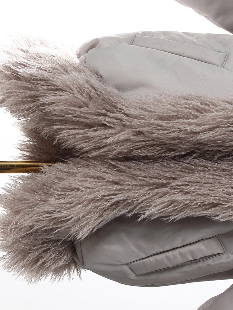 YERMORA Grau Reversible Warme Baumwolle gefütterte Mantel Pelz Kragen Lange Hülse Lose Fit Frauen Parkas Mode Neue Herbst Winter 2025