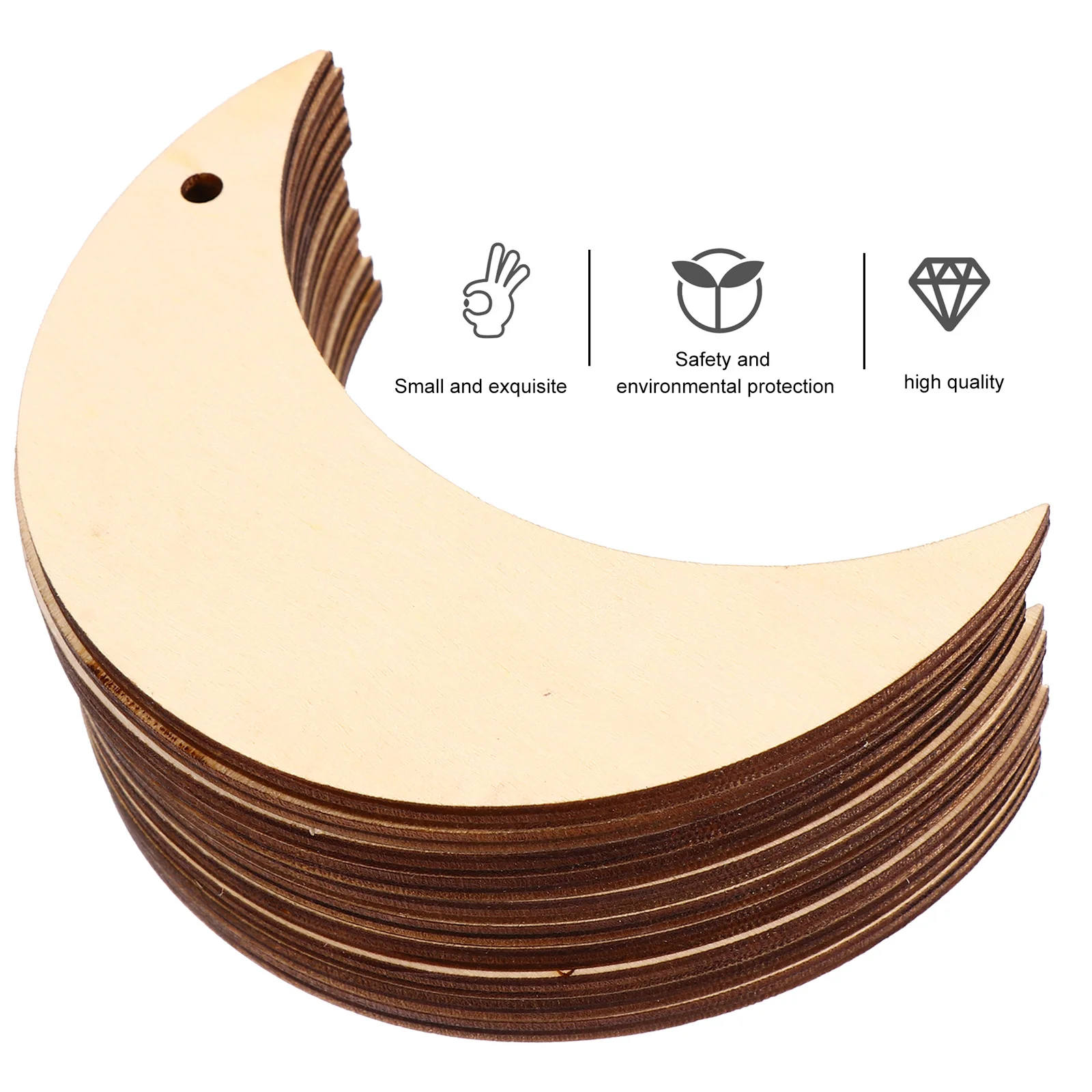 

20pcs Moon Slice Blank DIY Christmas nament Hanging Craft Project Wood Wooden Slice Chip Sewing Supplies Art Decor