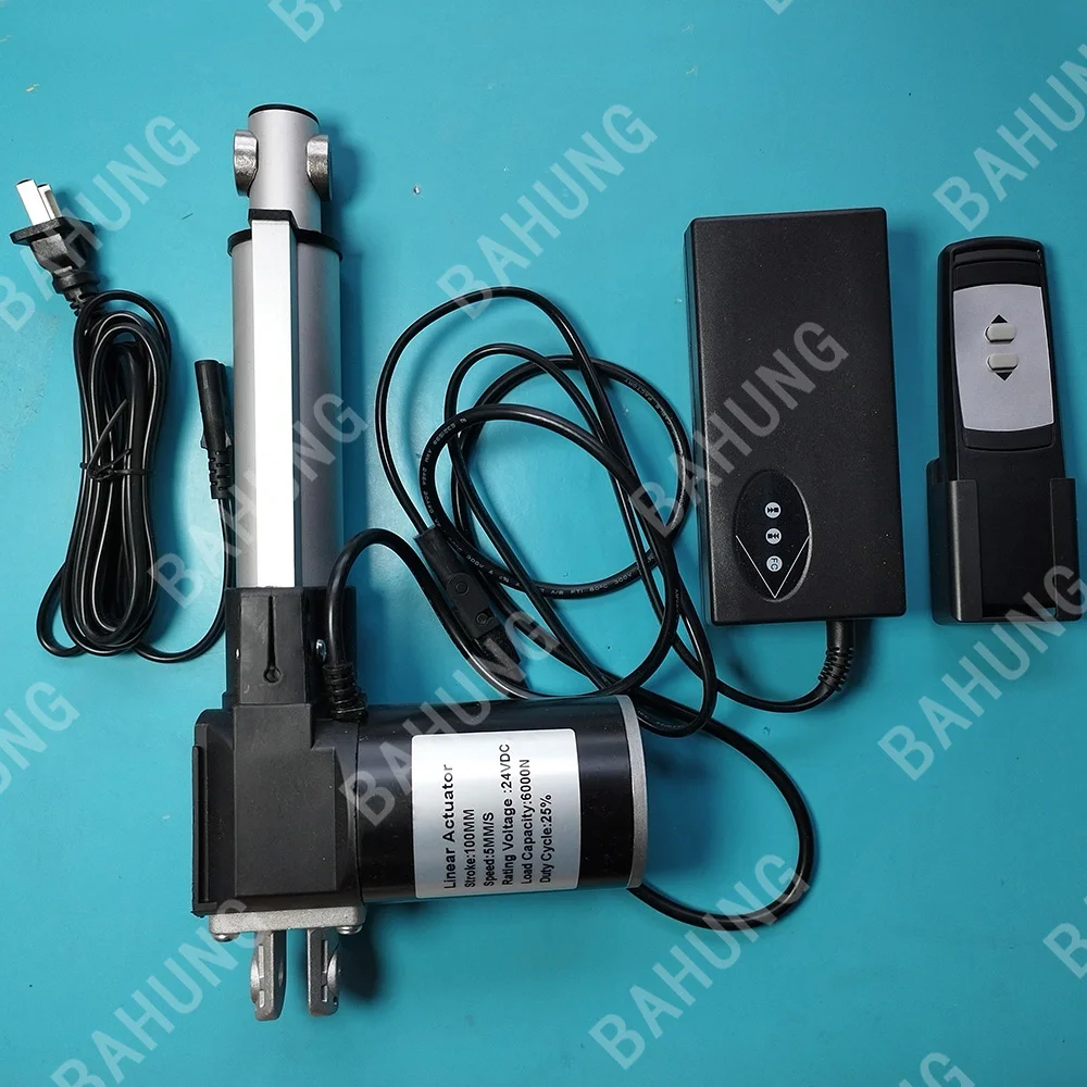 24V DC Linear Actuators 100MM 4inch Electric Motors Gear Motor Set with Power Supply and Handset for Bed, Sofa Chair Use-1 Kit