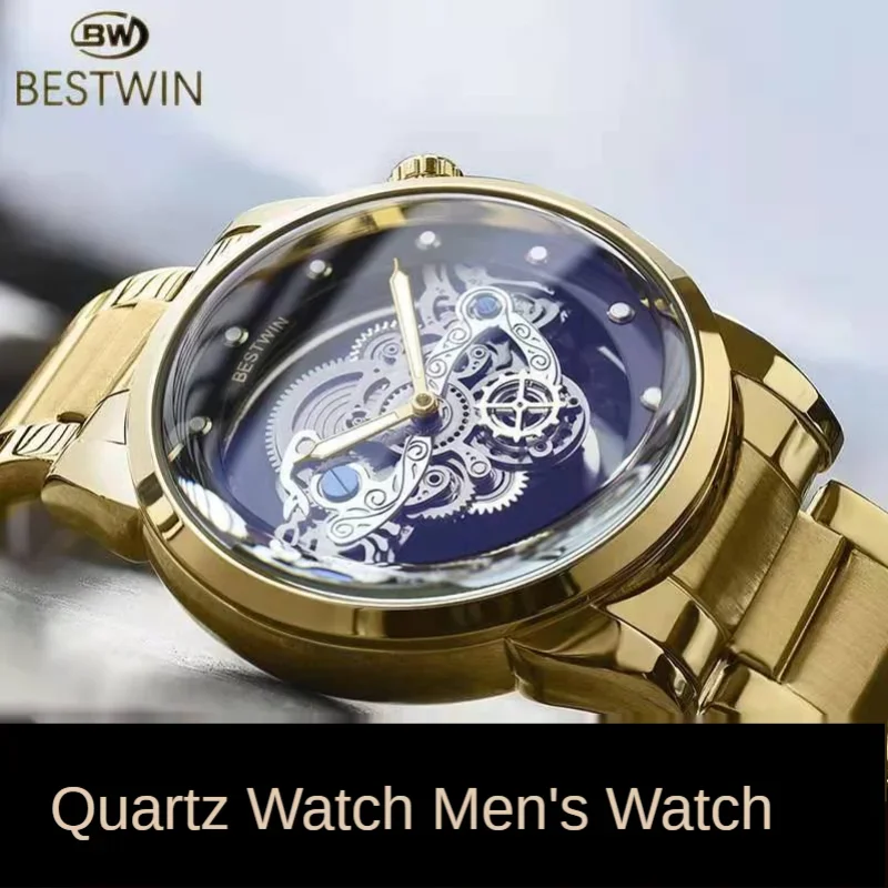 2025Reloj de moda para hombre, reloj hueco luminoso con personalidad, reloj de cuarzo no mecánico para hombre