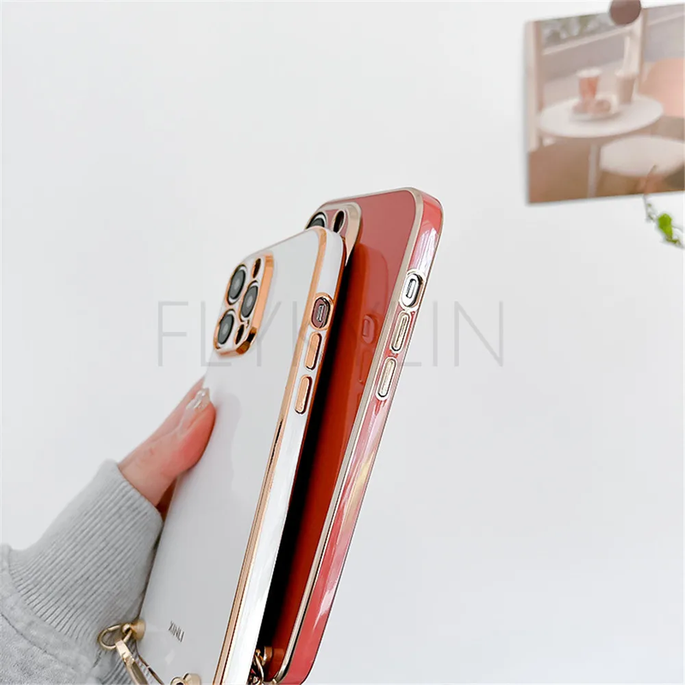 Crossbody Lanyard Luxury Plating Case For Xiaomi Mi POCO X6 M6 X3 Pro NFC C65 14T 12T 13T Lite Redmi A3 13 13C 14C Silicon Cover