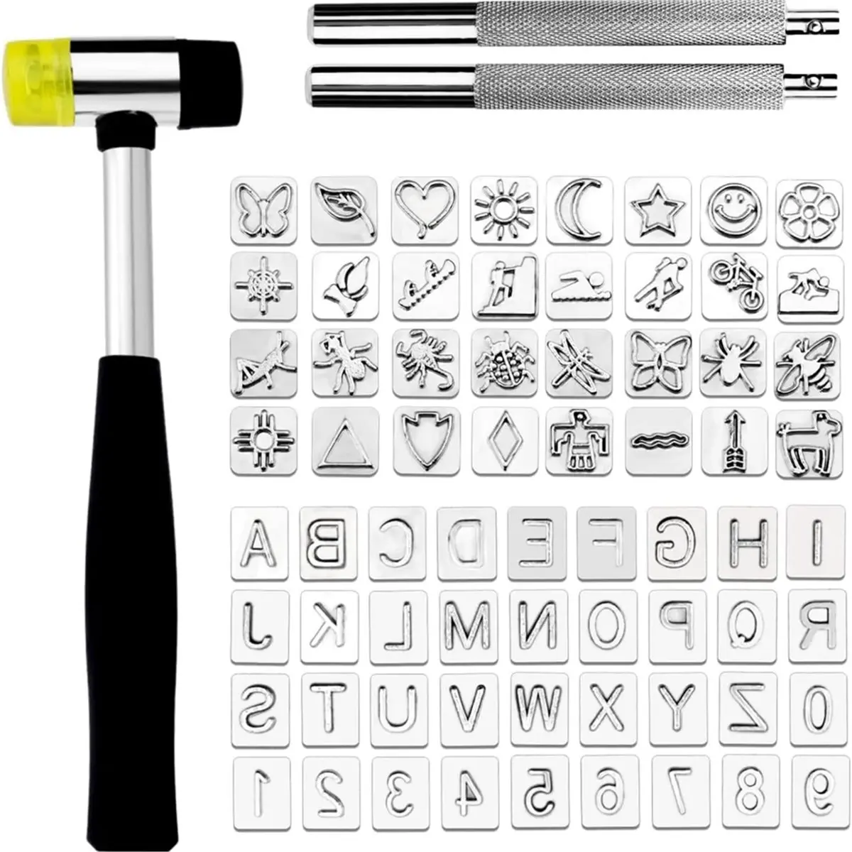 2026 NEW Leather Stamping Tools with Rubber Hammer, 71 PCS Leather Stamp Punch Set for Carving, Saddle Making and Craft DIY