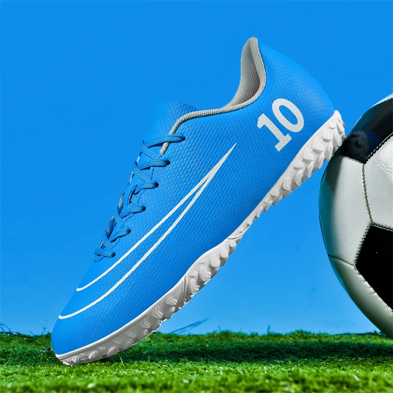 Men Light Soccer Shoes TF/FG Ankle Football Boots Outdoor Non-slip Grass Professional Training Match Sneakers Size 31-46