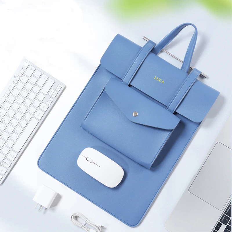 Custom Logo Business Briefcase Large Capacity Leather Portable Laptop Bag Woman Man USB Storage Bag Personalized Luxury Tote Bag