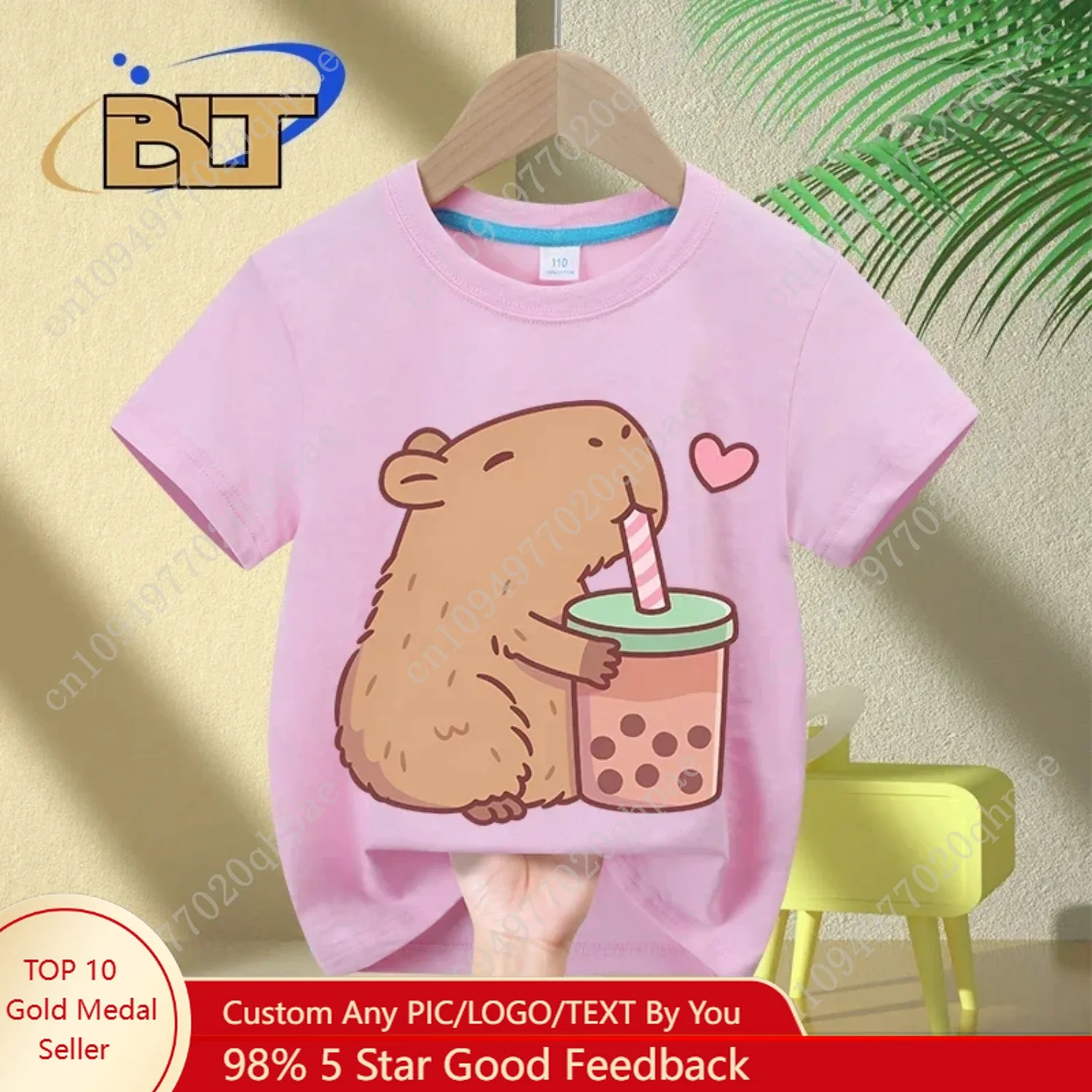 Mignon Capybara aime Bubble Tea imprimer enfants T-Shirt été enfants à manches courtes décontracté hauts garembali et filles cadea
