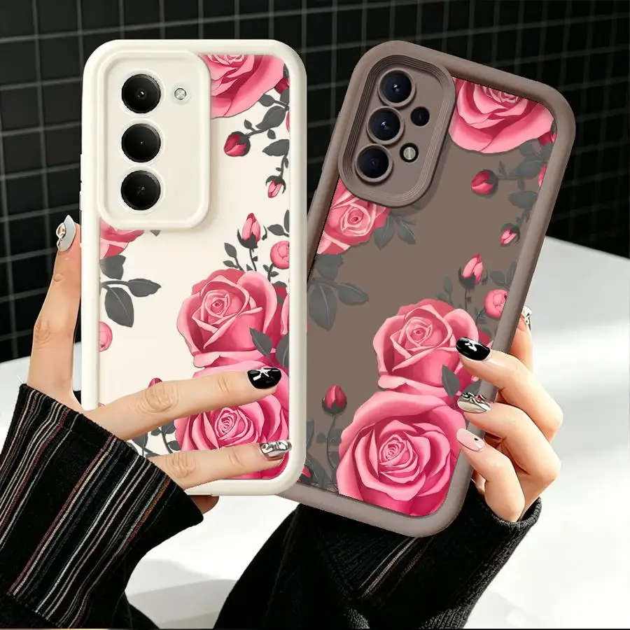 Case for Samsung Galaxy A06 A36 A15 A24 A05A73 A12 A07 A11 A21s A14 A22 A35 A17 A50 A52 A13 A30 A16 A25 Phone Cover Pink Rose