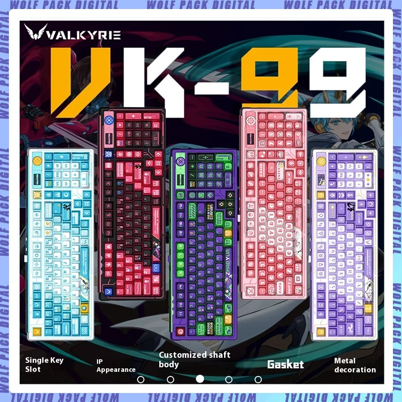 

Игровая механическая клавиатура VALKYRIE Vk99 E-Sport с горячей заменой, 3 режима, 2,4 ГГц, беспроводная, Bluetooth, Rgb, игровой ПК, аксессуары для ноутбука