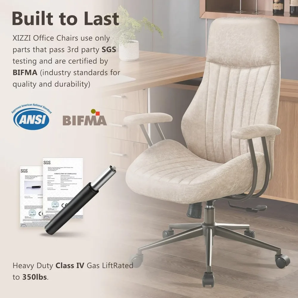 كرسي دوار مريح عالي الظهر مع دعم قطني لمكتب المكتب الحديث، كرسي كمبيوتر تنفيذي على عجلات #6