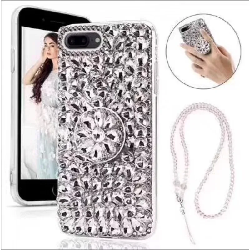 Diamond Grip Holder Case for Huawei, Mobile Phone Rhinestone Cases, For Huawei Honor 70 80 90 100 P30 P50Pro P40lite 8X 9X