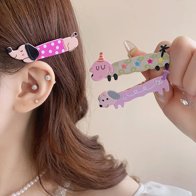 Cartoon Cute Colorful Dogs Hair Duckbill Clips For Women Sweet Personality Design Sense Fashion Girl Party Accessories Wholesale