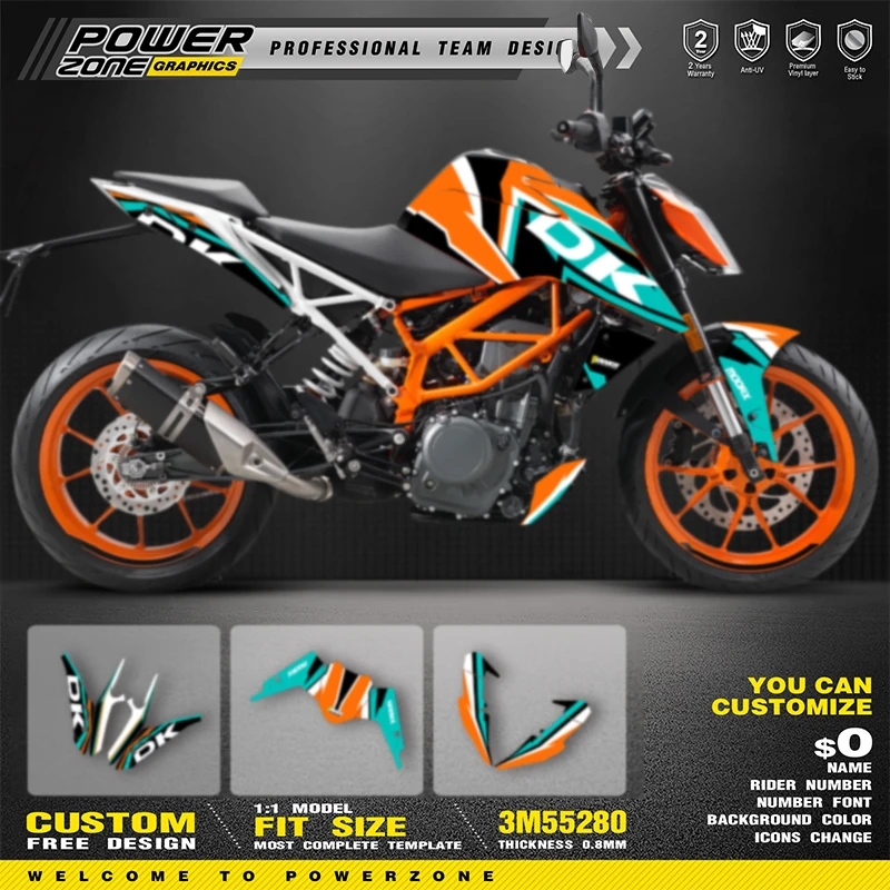 

PowerZone for Custom Team Graphics Backgrounds Decals Stickers Kit For KTM 2017-2020 DUKE 125 390 Motorcycle SUPERMOTO 05