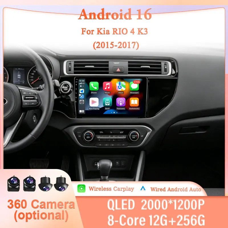

9" Car Stereo for Kia RIO 4 K3 2015-2017 Android 16 LHD IPS HD GPS Navi BT WiFi Head Unit Audio Player Car Stereo Multimedia Kit