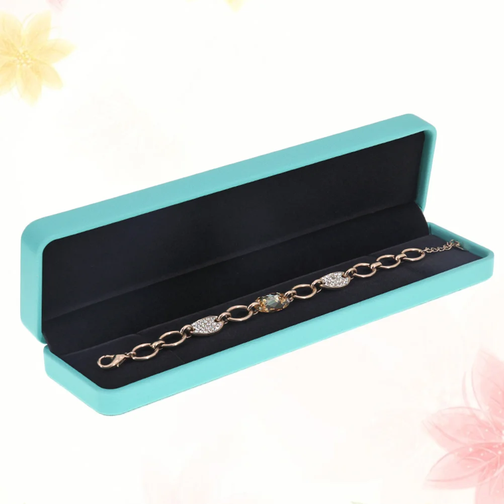 Round Corner Jewelry Box Pu Green Flocking Interior Scratch Resistant Storage Organizer For Bracelets Rings Gift