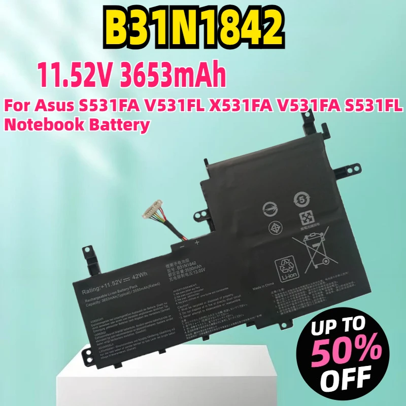 

Новая сменная батарея для ноутбука B31N1842 11,52 В 42 Втч для Asus S531FA V531FL X531FA V531FA S531FL Аккумулятор для ноутбука