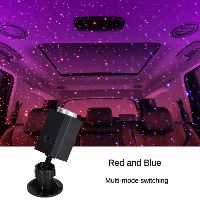 Proyector de cielo estrellado LED USB activado por sonido, luz nocturna, ambiente de coche, estrella, lámpara de galaxia, lámpara de techo de coche, dormitorio