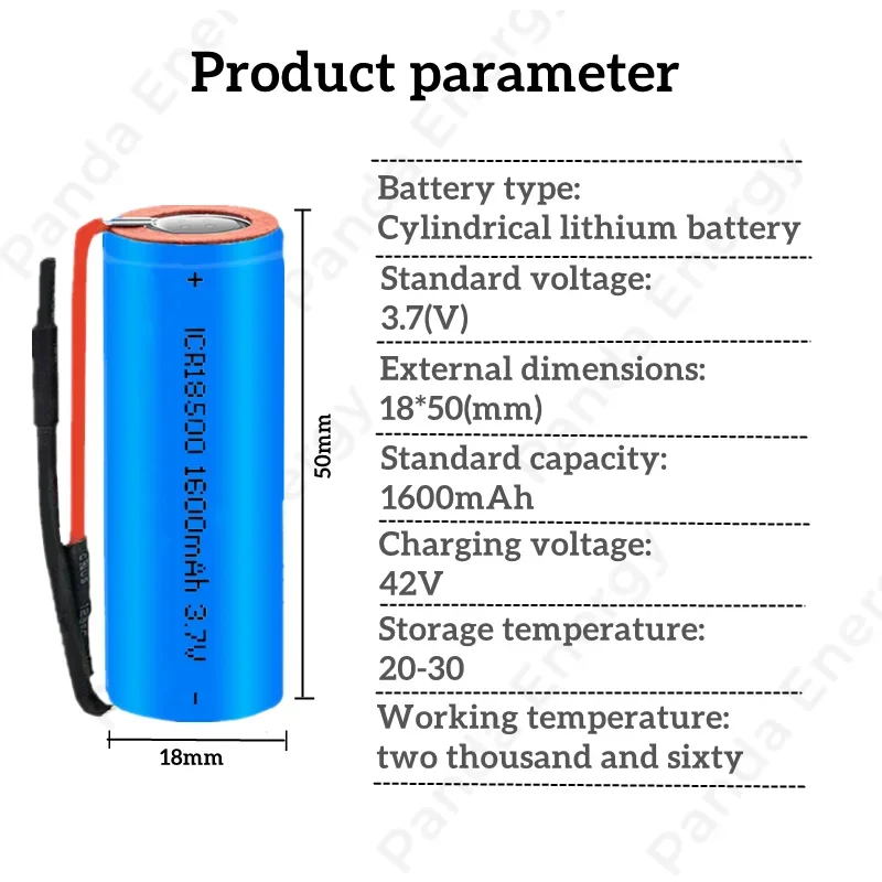 1-20PCS IRC18500 1600mAh 3.7 V Rechargeable Battery Recarregavel Lithium Ion Battery for LED Flashlight+DIY draht