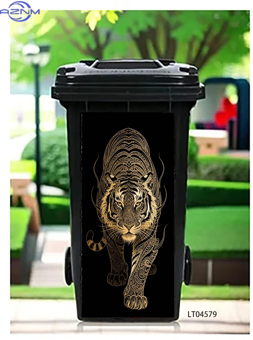 Magical Koi Fish Mural Trash Can Sticker, Glowing Neon Design Waterproof Peel and Stick Outdoor Garbage Bin Decal