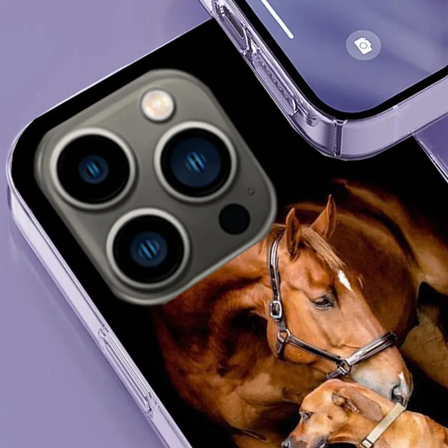 Domineering Cool Horses And Dogs Phone Case For Apple Iphone 16 13 Pro Max Coque 15 14 Plus Clear 12 Mini 11 Pro Cover Cute Fund