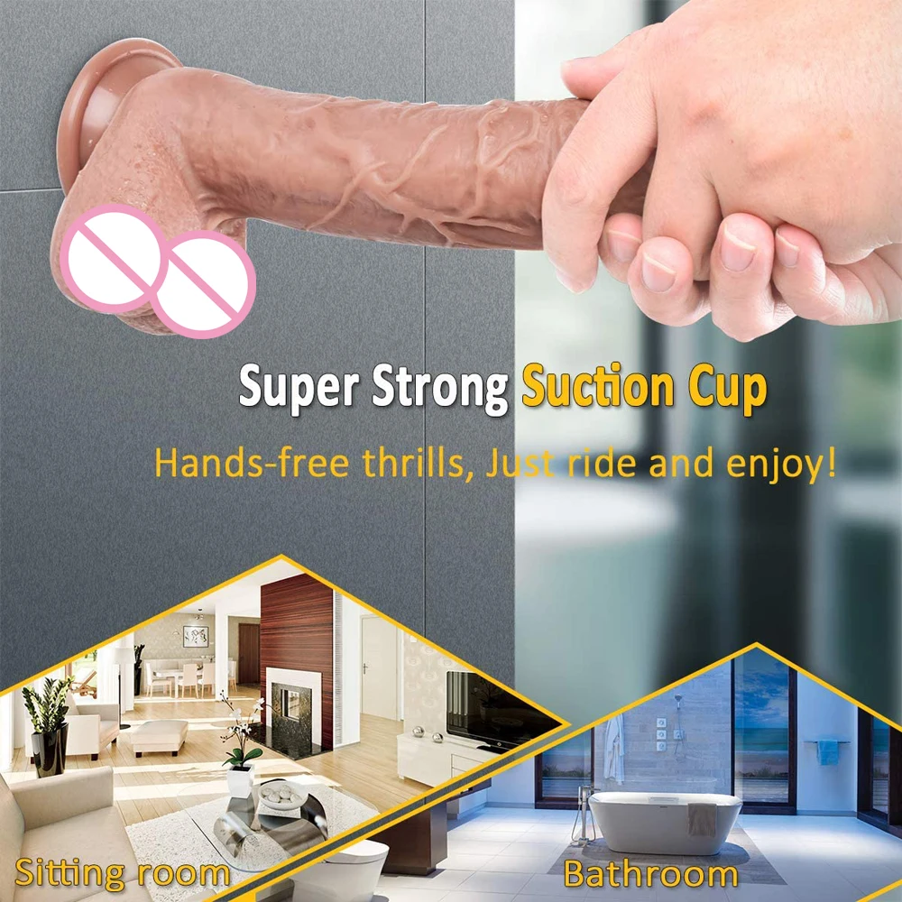 Realistic Dildo, 24cm Dual-Density Silicone Huge Penis with Strong Suction Cup for Vaginal G-spot and Anal Masturbation