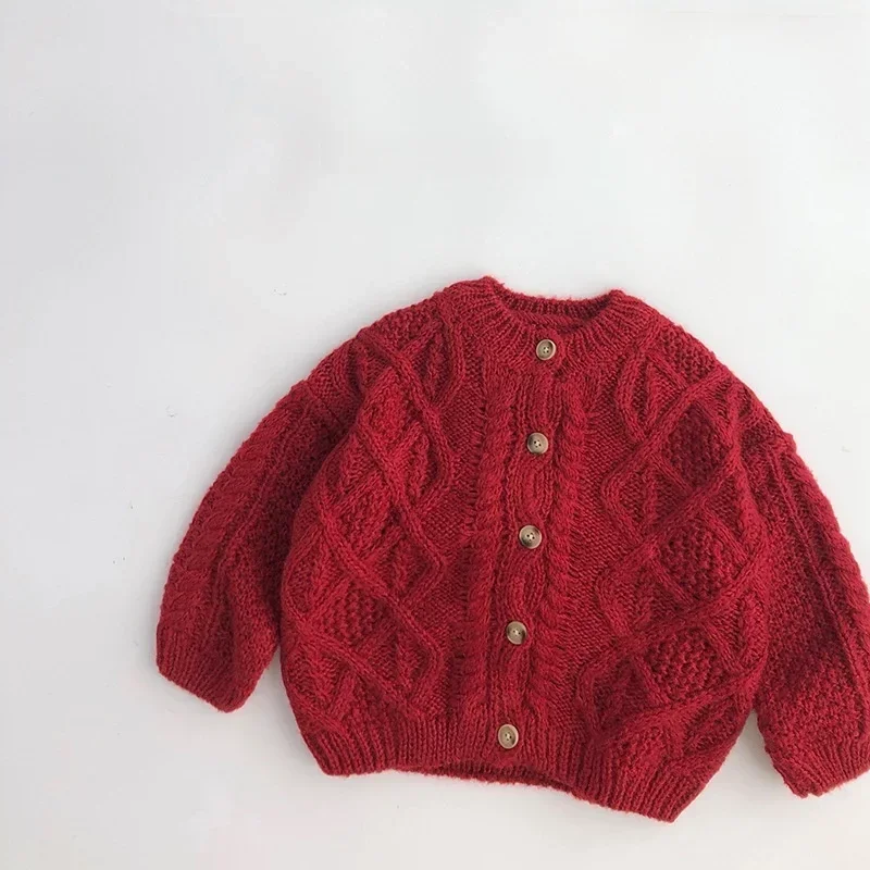 

1-6Y Christmas Cable Knit Cardigan Toddler Girl Boy Warm Vintage Knitted Baby Sweaters Autumn Winter Outfit for Kids Clothes