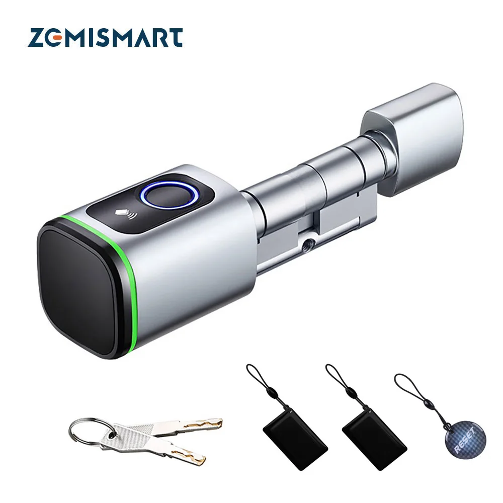 Zemismart BLE Smart Electronic DoorLock Work with Tuya DIY Cylinder Core Fingerprint APP Keys IC Card Unlock for Home Hotels