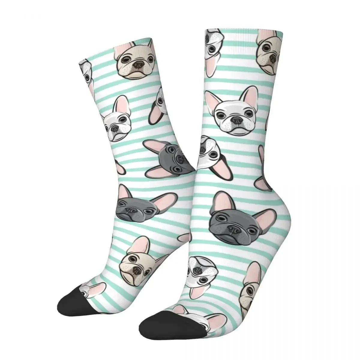 New Male Men Socks Casual Stripes Cute French Bulldogs Dog Sock Polyester High Quality Women's Socks Spring Summer Autumn Winter