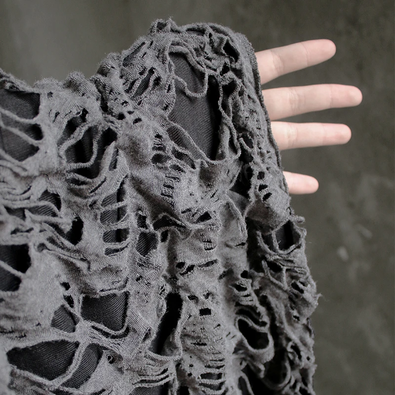 Texture Double Layer Cracked Texture Fabric Creative Ripped Jacquard Clothing Pants Jacket Designer Fabric